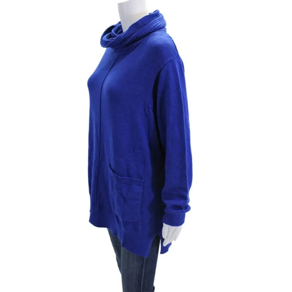 Renuar Womens Turtleneck Long Sleeve Medium Knit Sweater Solid Blue Size M